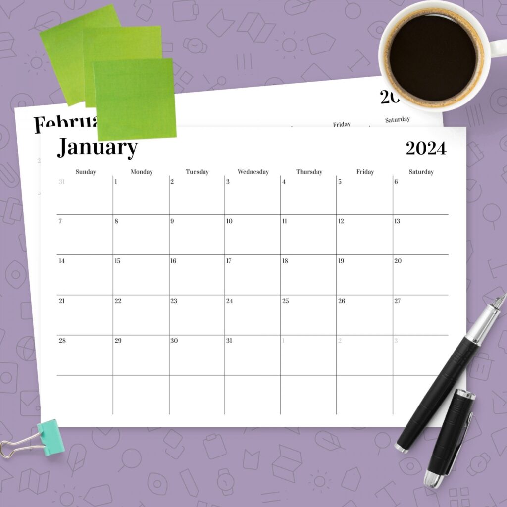 Printable Horizontal Calendar