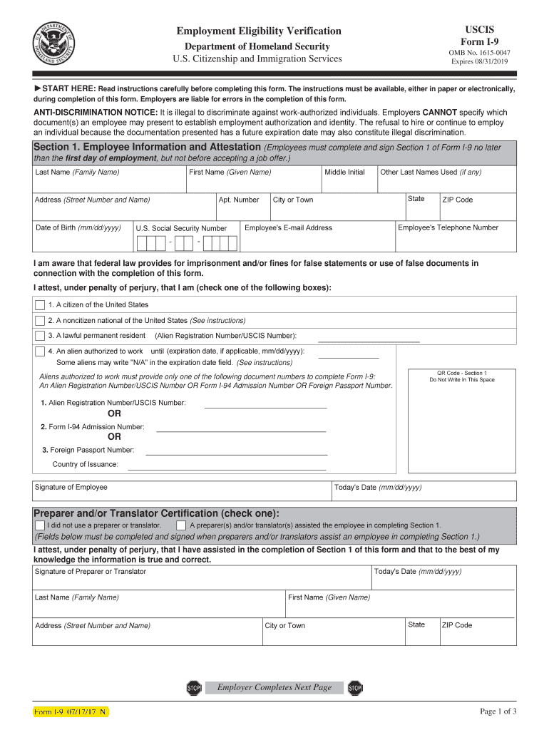 Printable I 9 Form