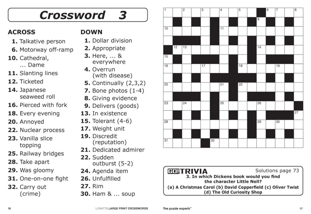 Printable Jumbo Crossword Printable Crossword Puzzles