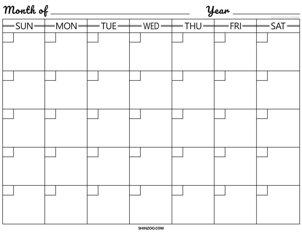 Printable Large Calendar