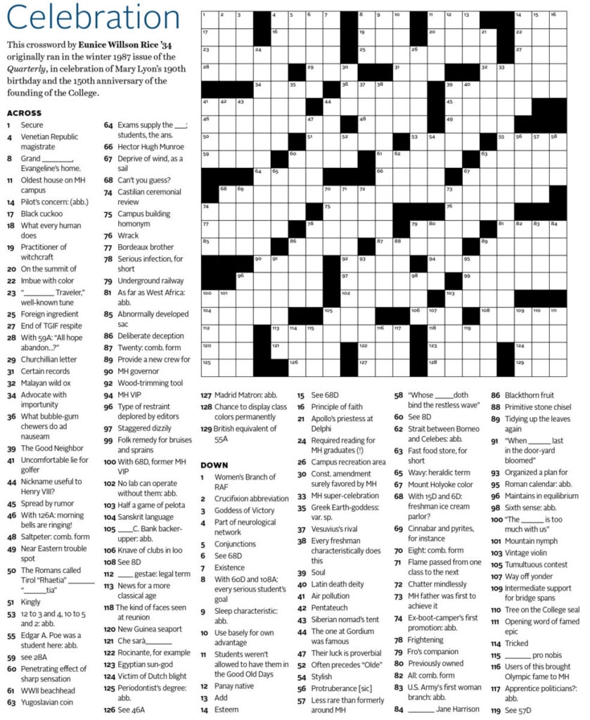 Printable Large Print Crossword Puzzles Printable JD