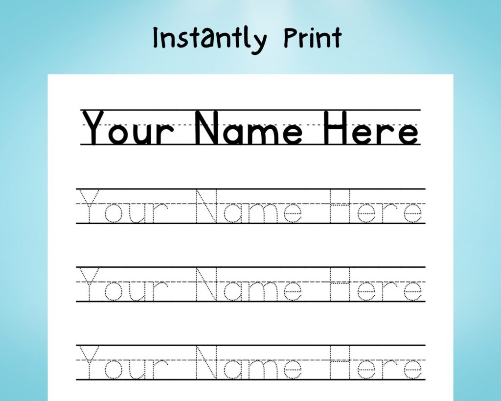 Printable Name Tracing Worksheets Custom Handwriting Practice Etsy