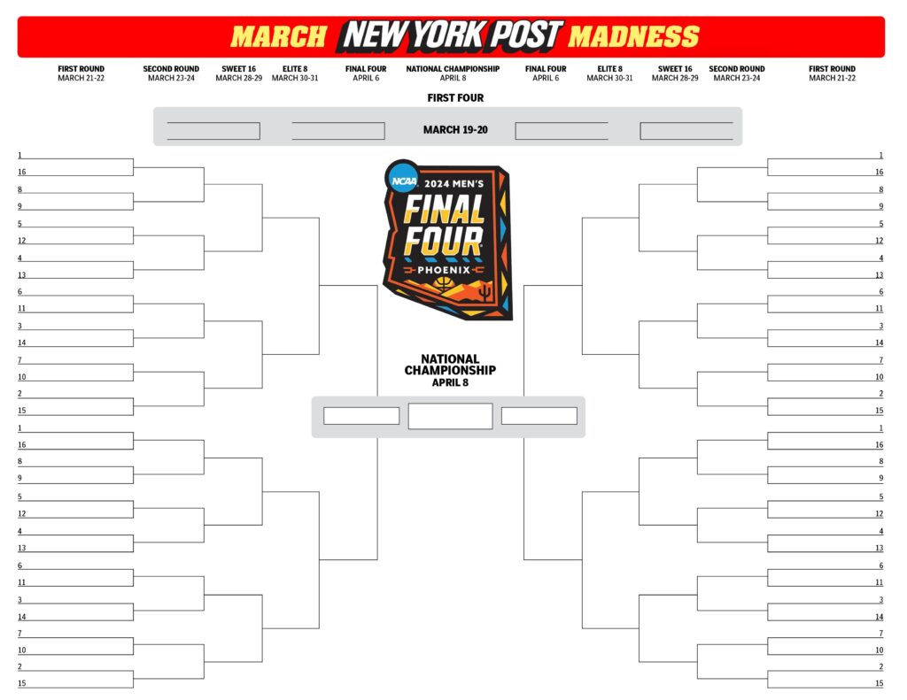 Printable NCAA Bracket The Complete 2024 March Madness Field