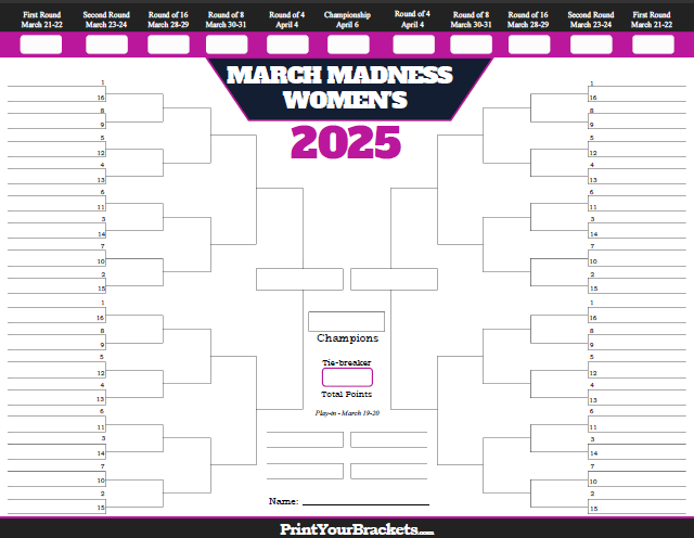 Printable Ncaa Tournament Brackets