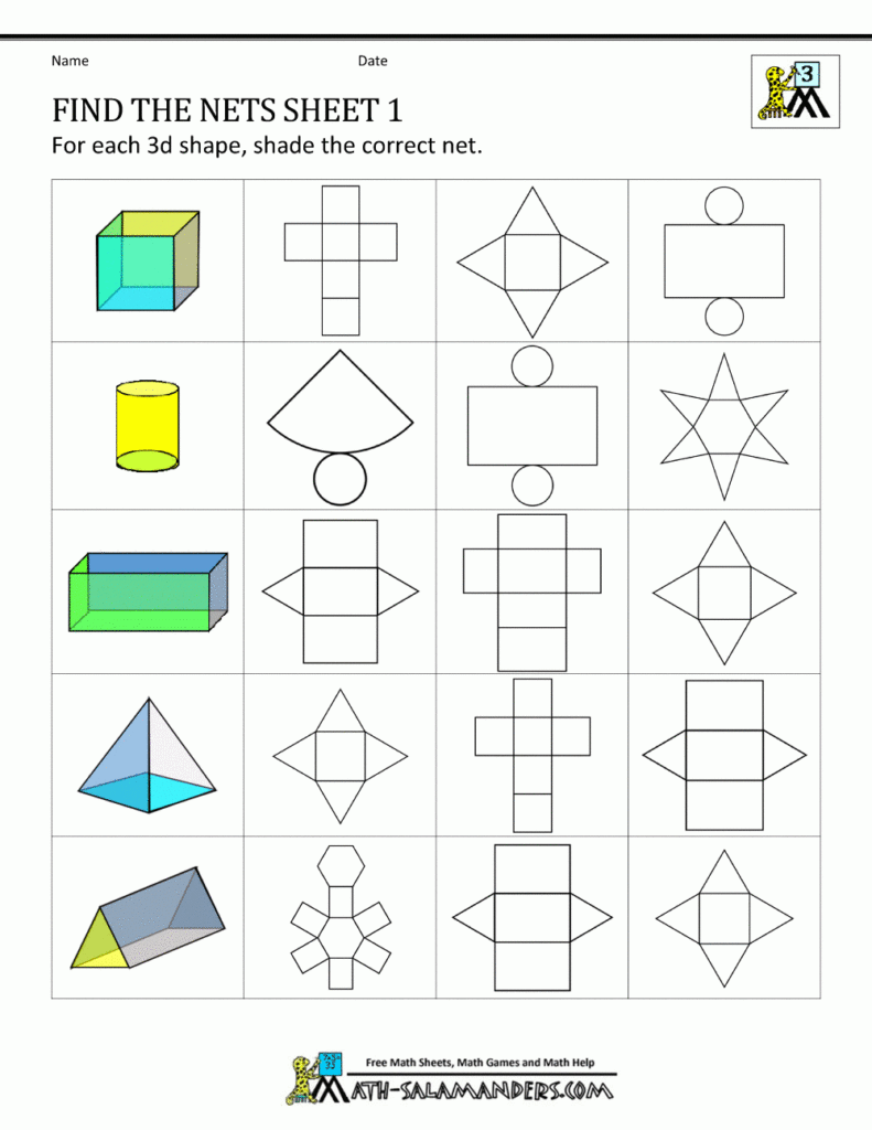 Printable Nets Of 3D Shapes