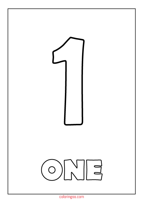 Printable Number 1 One Coloring Page PDF For Kids