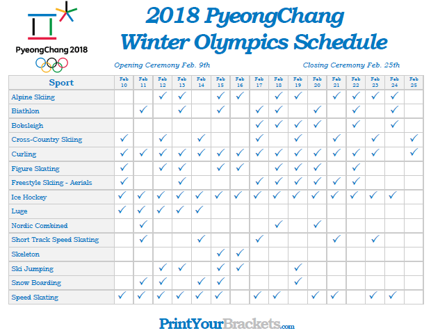 Printable Olympic Tv Schedule Printable Schedule