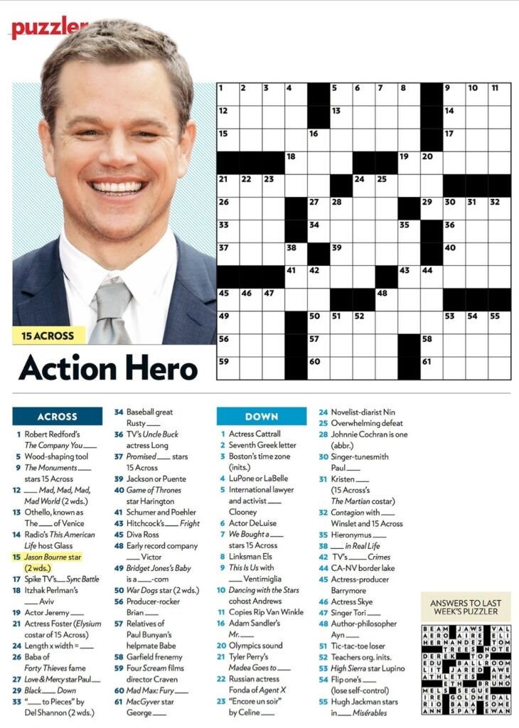 Printable People Magazine Crossword Puzzle Printable JD