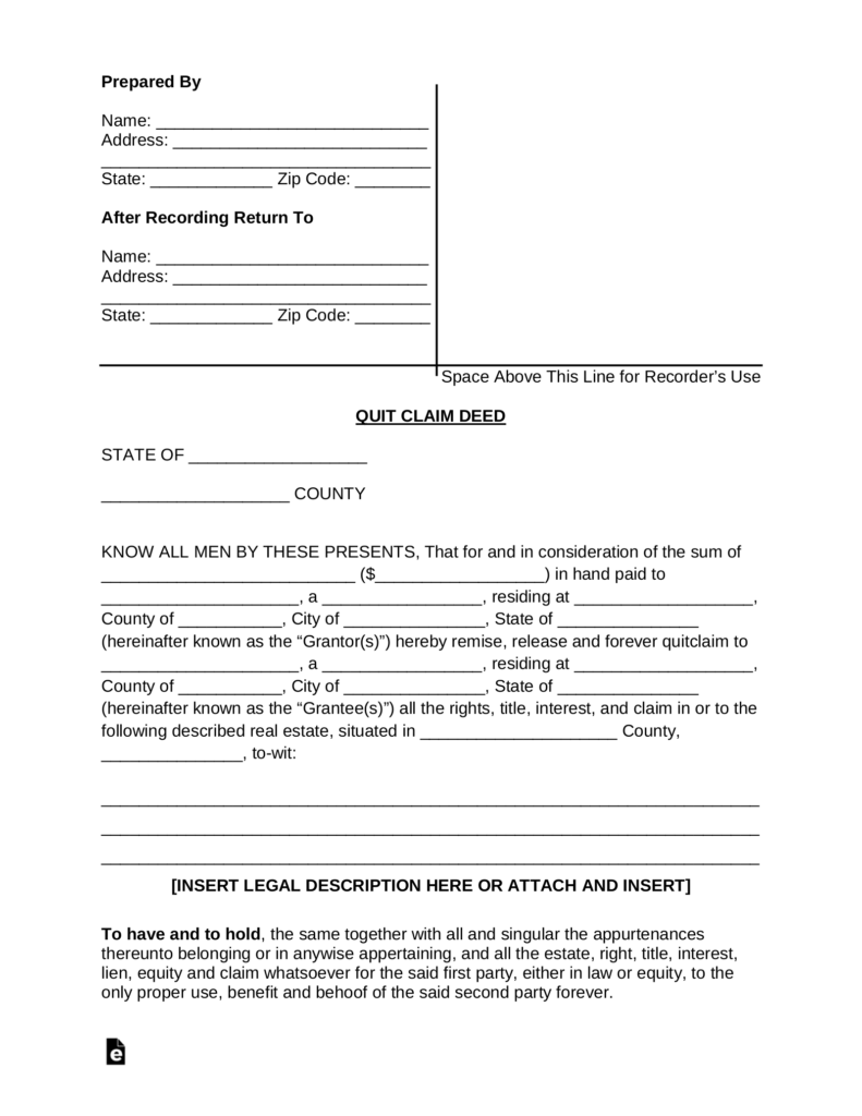 Printable Quitclaim Deed Form