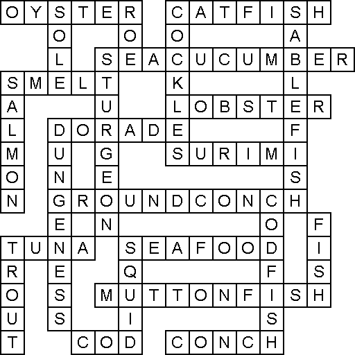 Printable Seafood Crossword Puzzle 1