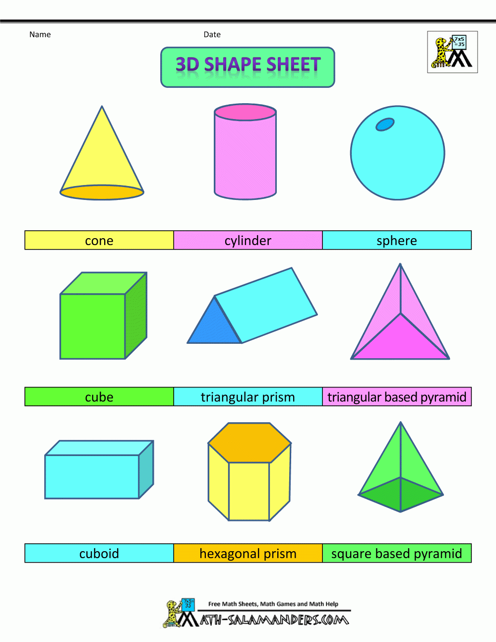 Printable Shapes 2D And 3D