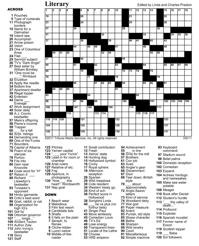 Printable Thomas Joseph Crossword Puzzles