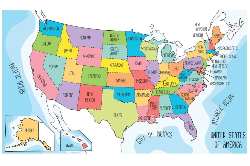 Printable United States Map With State Names