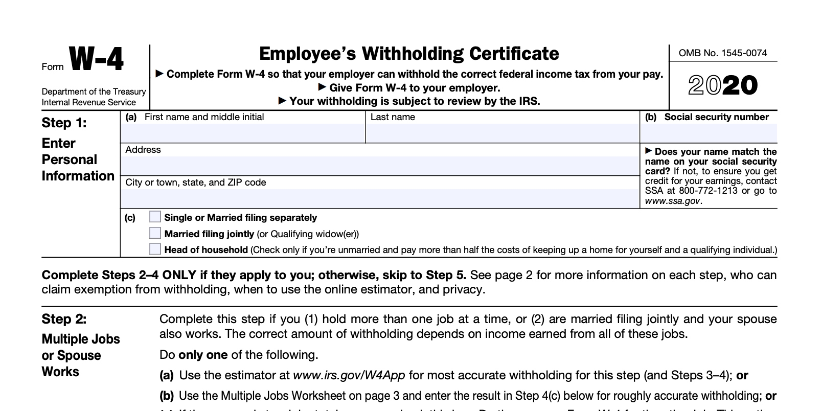 Printable W 4 Forms