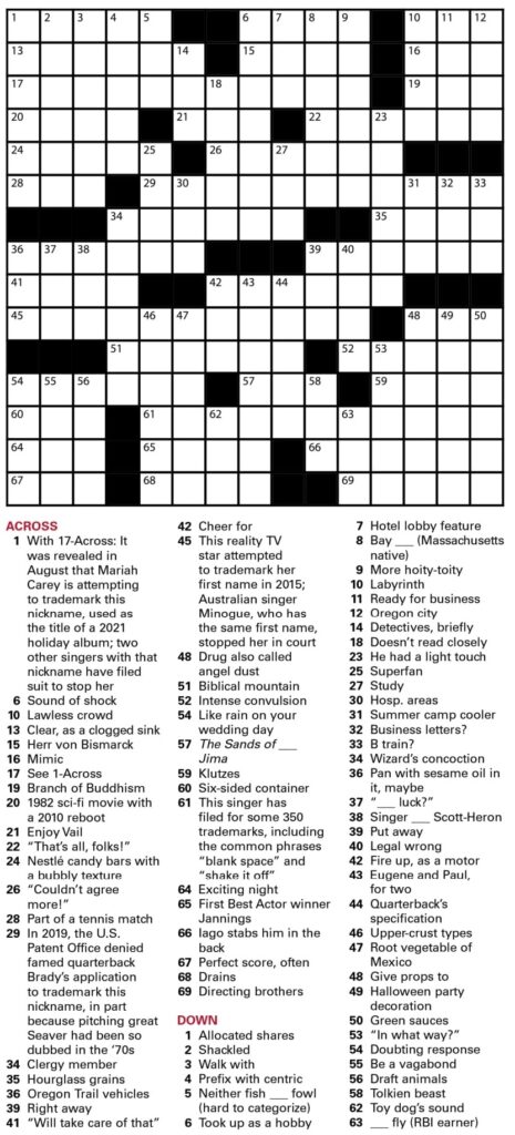 Printable Wall Street Journal Crossword Printable JD