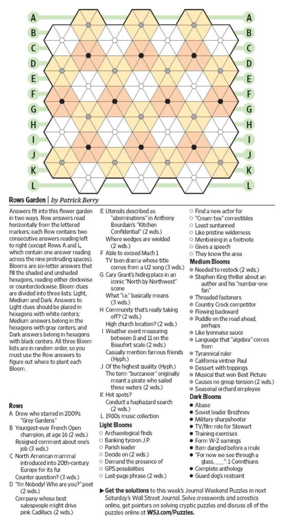 Printable Wall Street Journal Crossword Puzzle Printable Crossword 