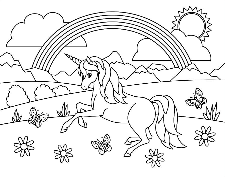Rainbow Unicorn Coloring Page Free Printable Coloring Pages