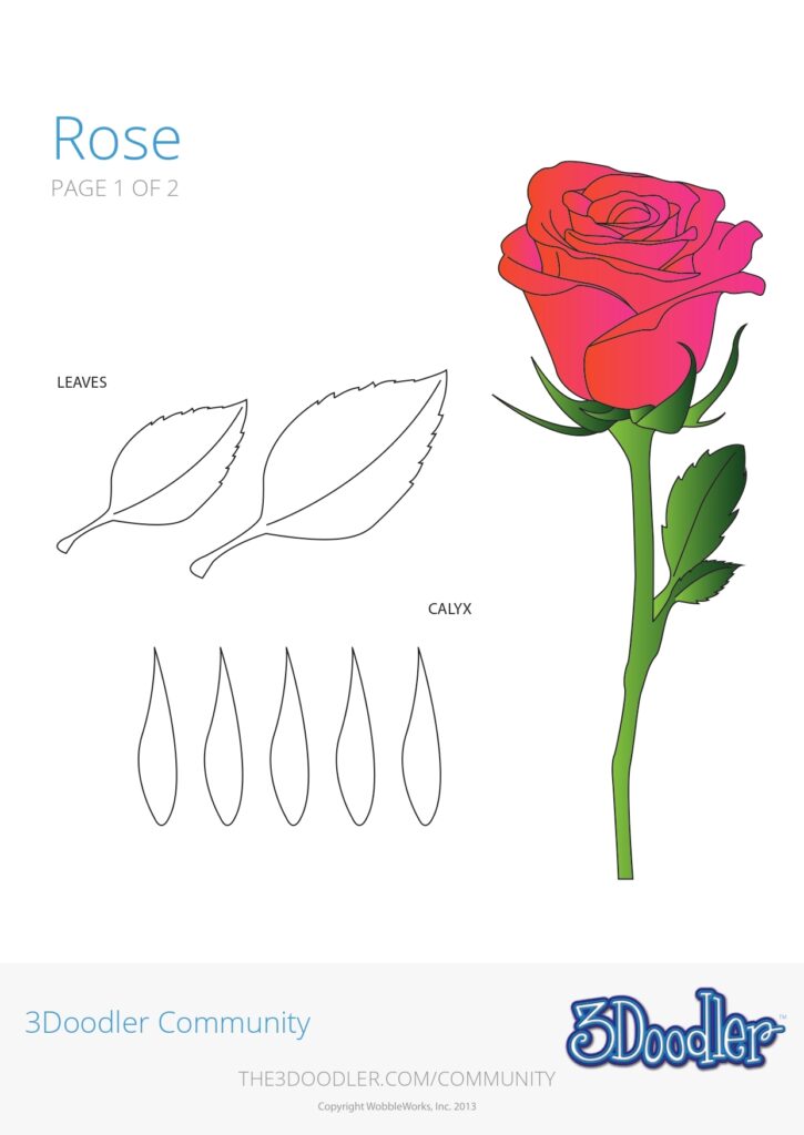 Rose 3D Pen Stencil 3Doodler