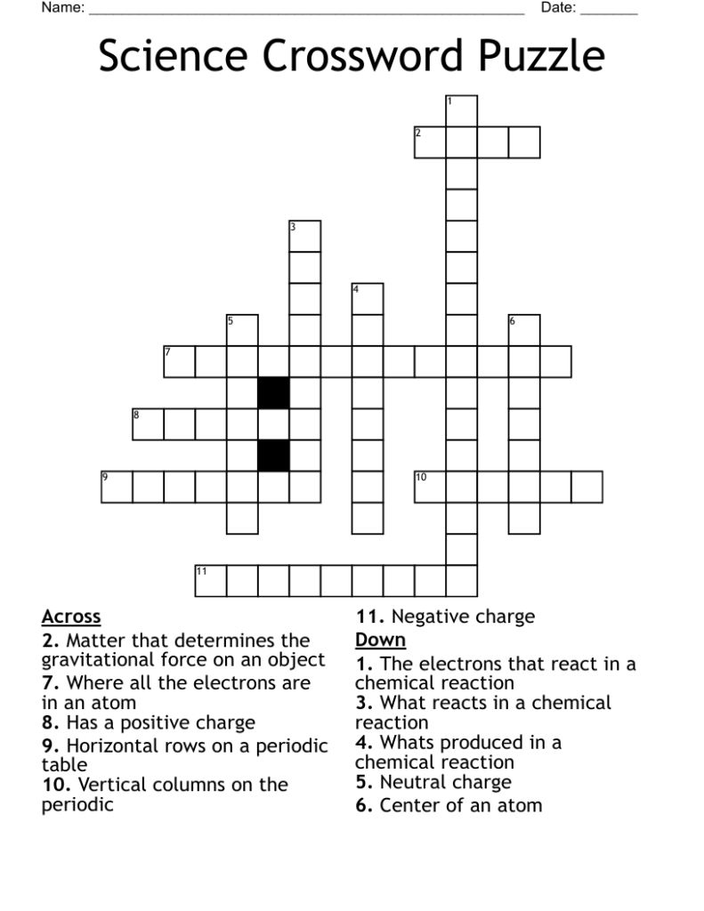 Science Crossword Puzzle WordMint