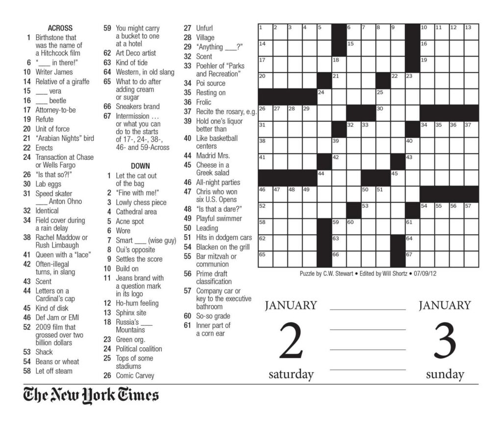 Seattle Times Crossword Printable