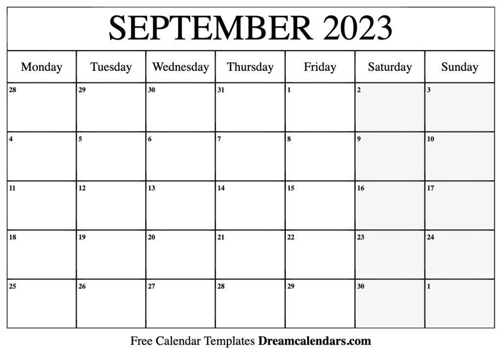 September 2023 Calendar Free Printable With Holidays And Observances