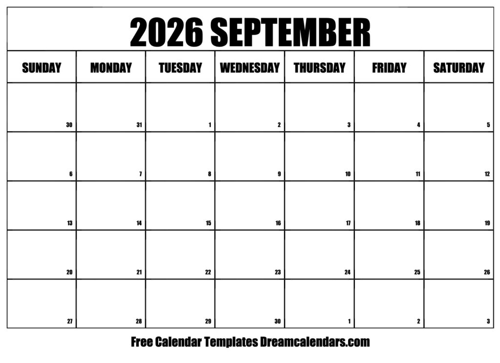 September 2026 Calendar Free Printable With Holidays And Observances