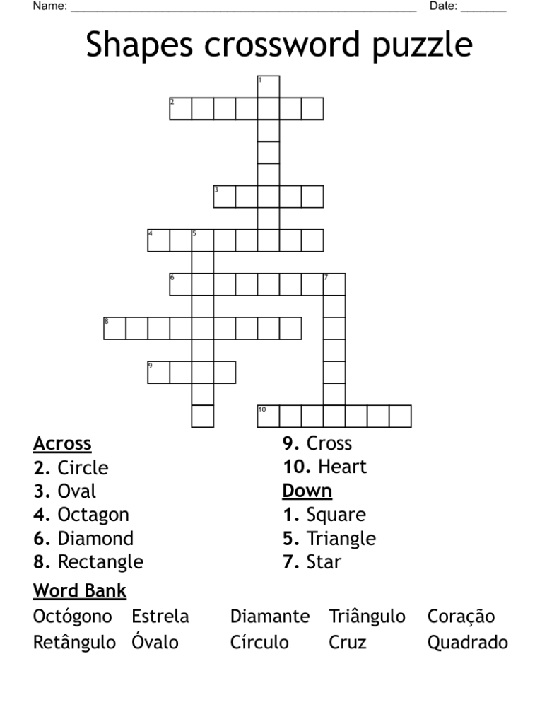 Shapes Crossword Puzzle WordMint