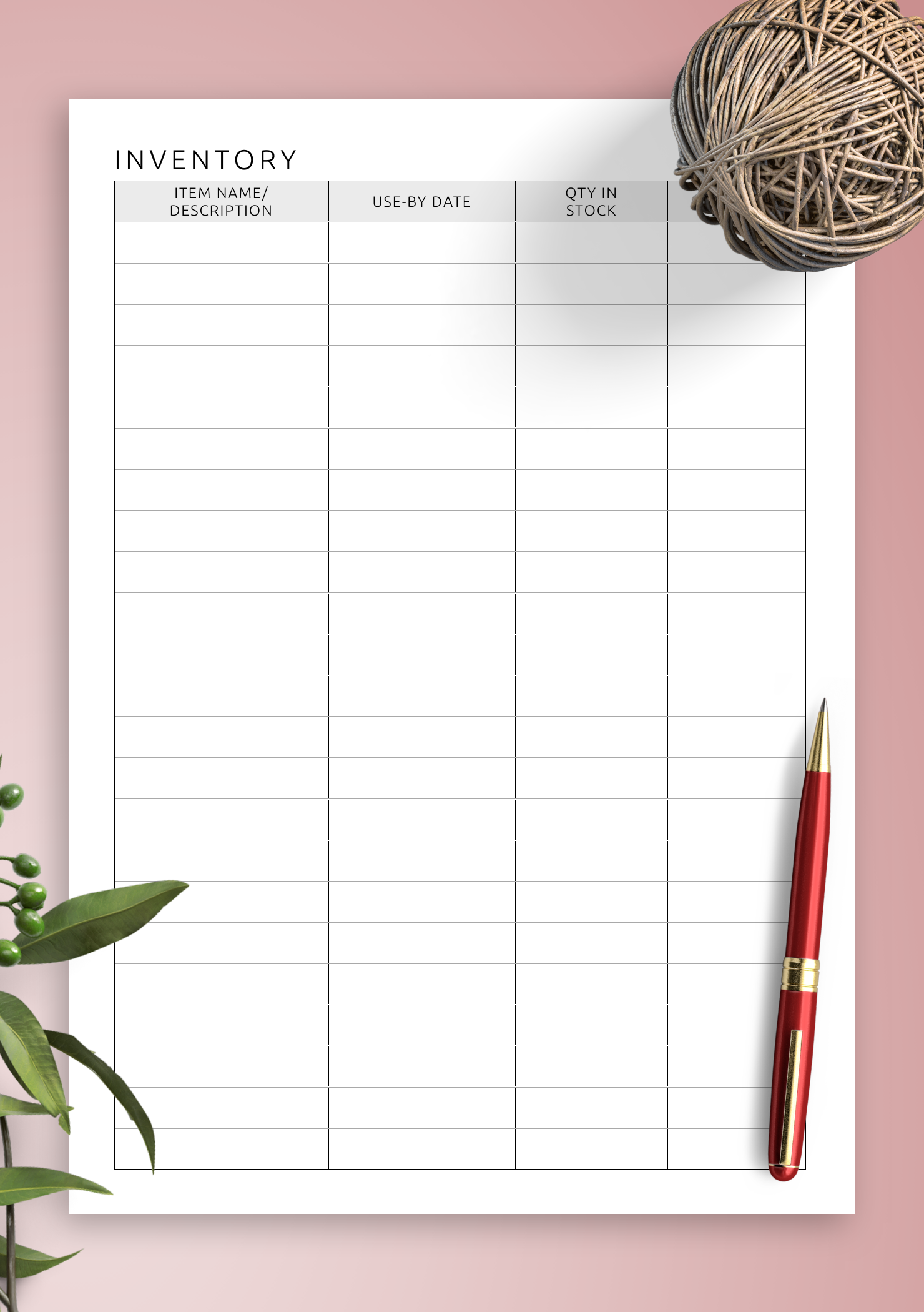 Simple Printable Inventory Sheet Free Printable Templates