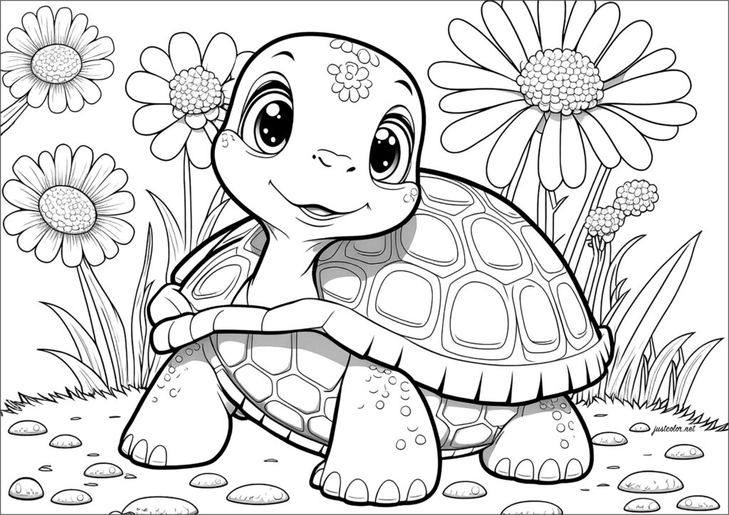 Smiling Turtle To Color Turtle And Tortoise Coloring Pages For Adults