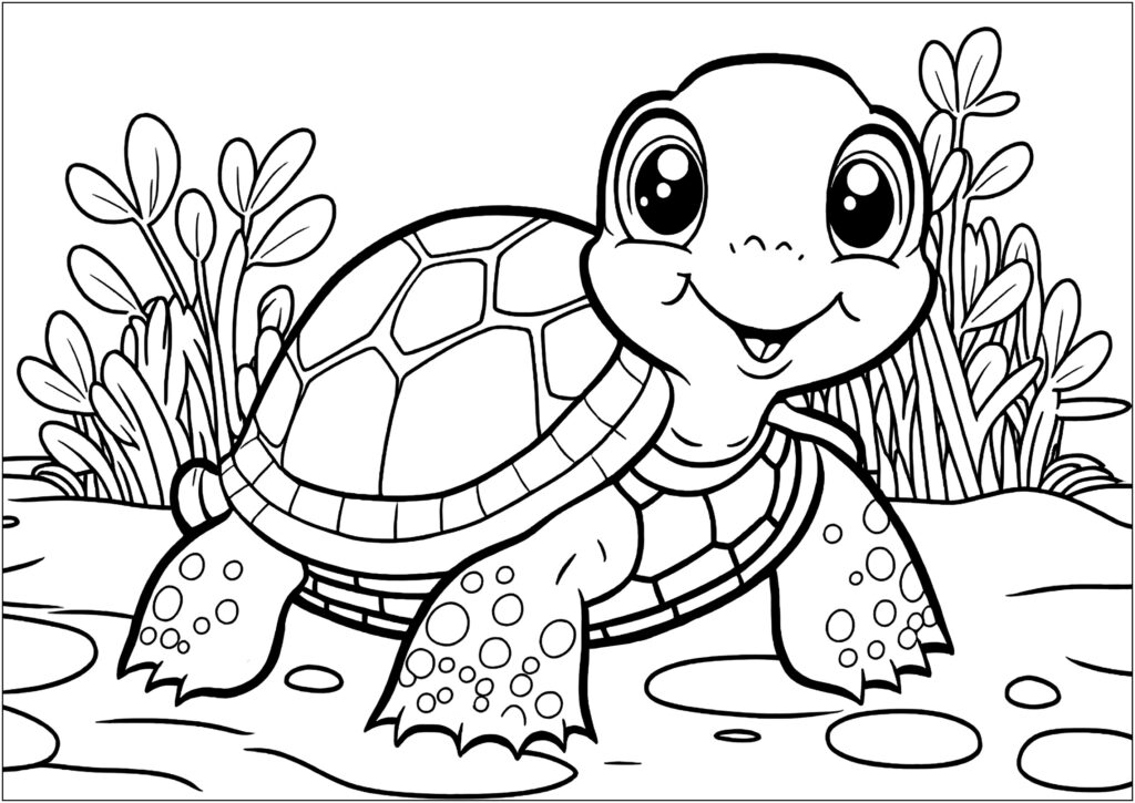 Smiling Turtle Turtle Coloring Pages For Kids Page Page 