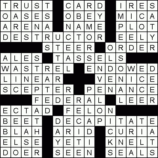 Solution For Crossword Puzzle Of May 1 2020