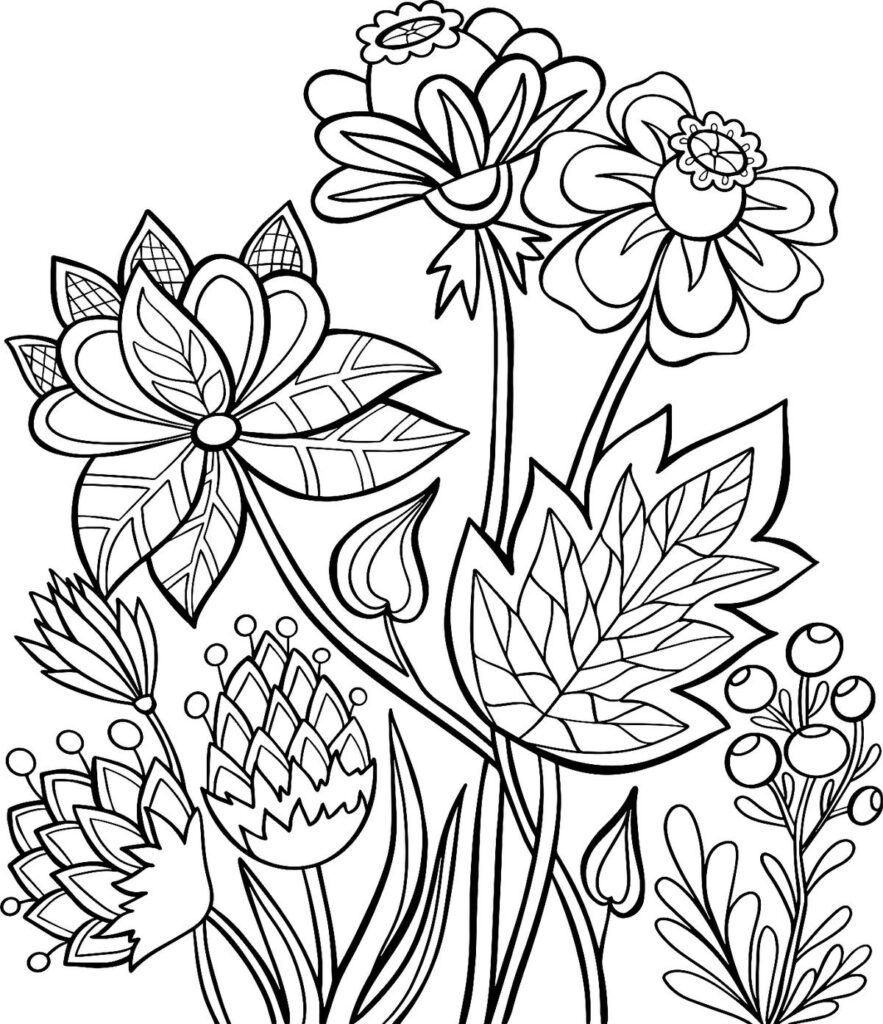 Spring Flowers Coloring Pages Free Printable Coloring Pages Of Flowers