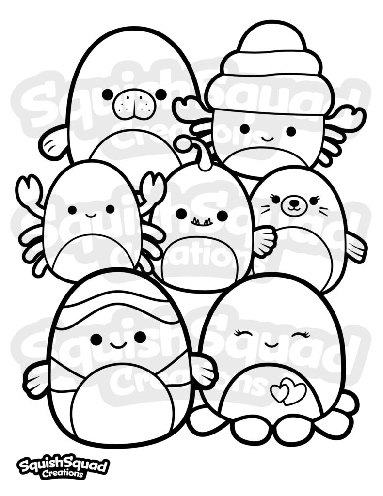 Squishmallow Sea Squad Coloring Page Printable Squishmallow Coloring 