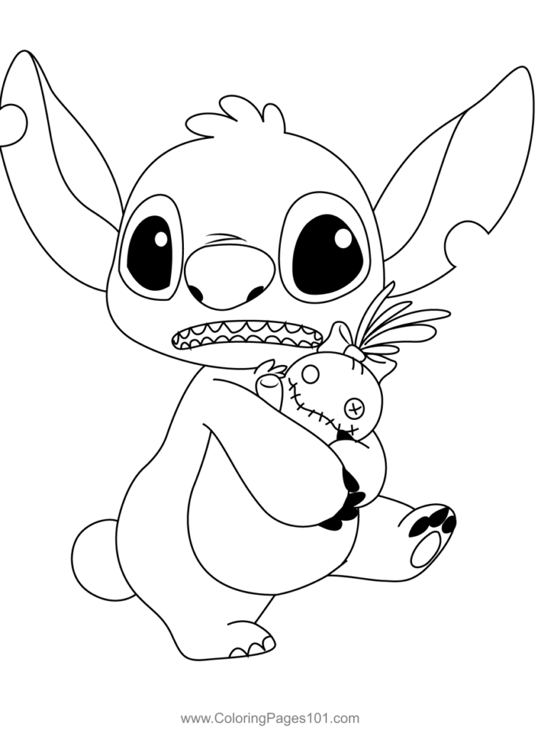 Stitch Care Coloring Page For Kids Free Lilo Stitch Printable 