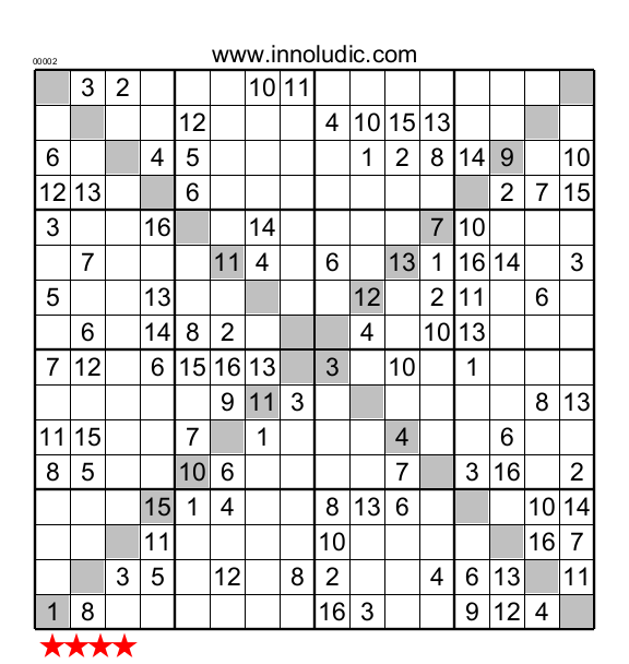 Sudoku 16X16 Printable