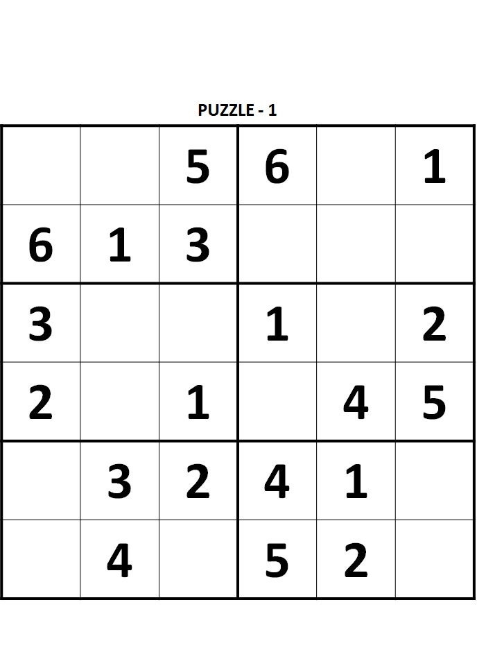 Sudoku 6x6 Printable With Answers