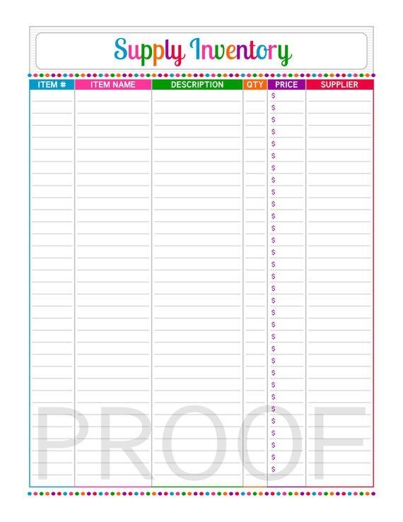 Supply Inventory Free Printable Inventory Sheets