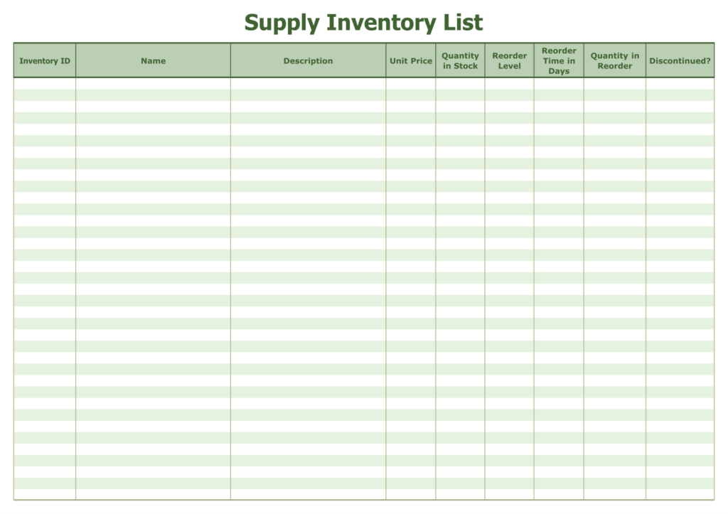 Supply Inventory Free Printable Inventory Sheets