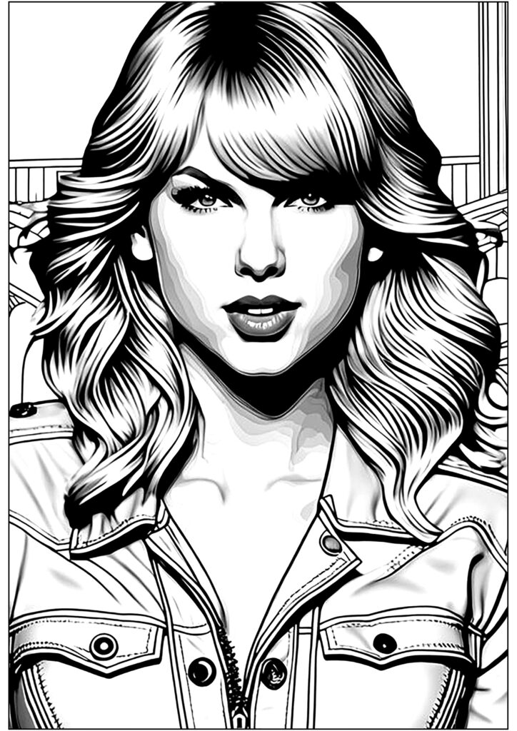 Taylor Swift Coloring Page Famous Singer Coloring Pages For Kids