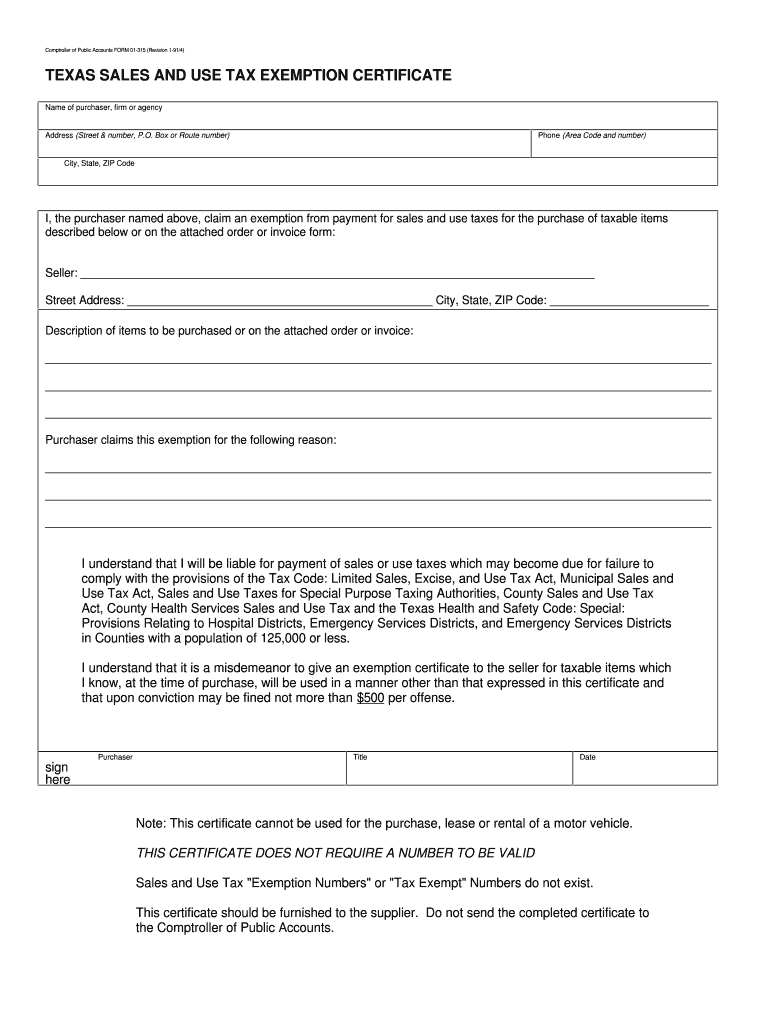 Texas Fillable Tax Exemption Form Fill Out And Sign Printable PDF 