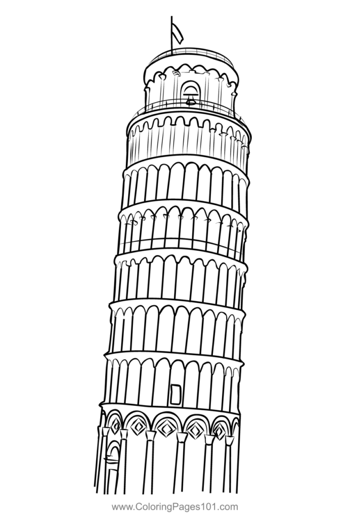 The Leaning Tower Pisa Italy Coloring Page For Kids Free Italy 