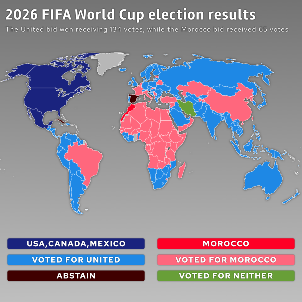 This Map Shows How Fifa Members Voted For The 2026 Fifa World Cup 