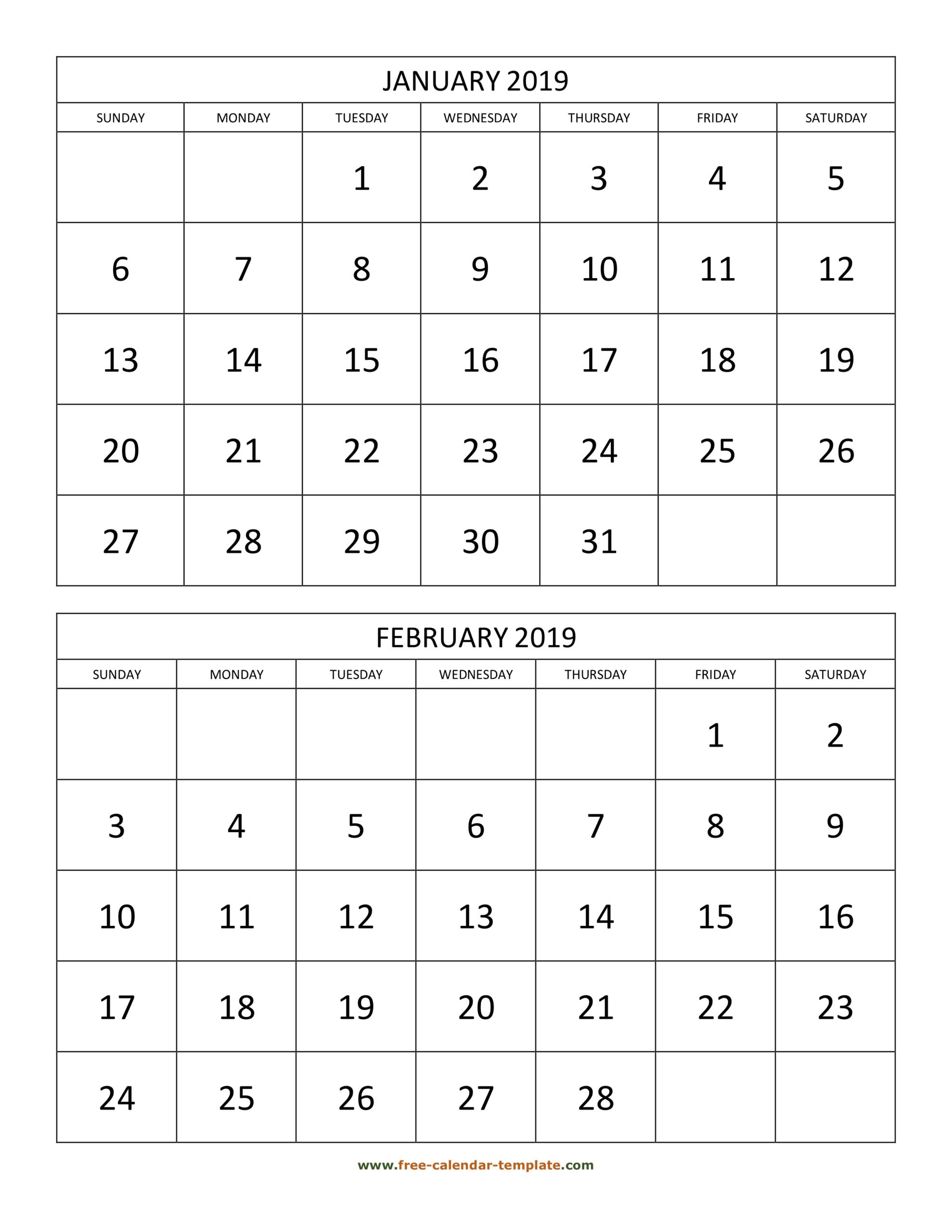 Two Month Printable Calendar