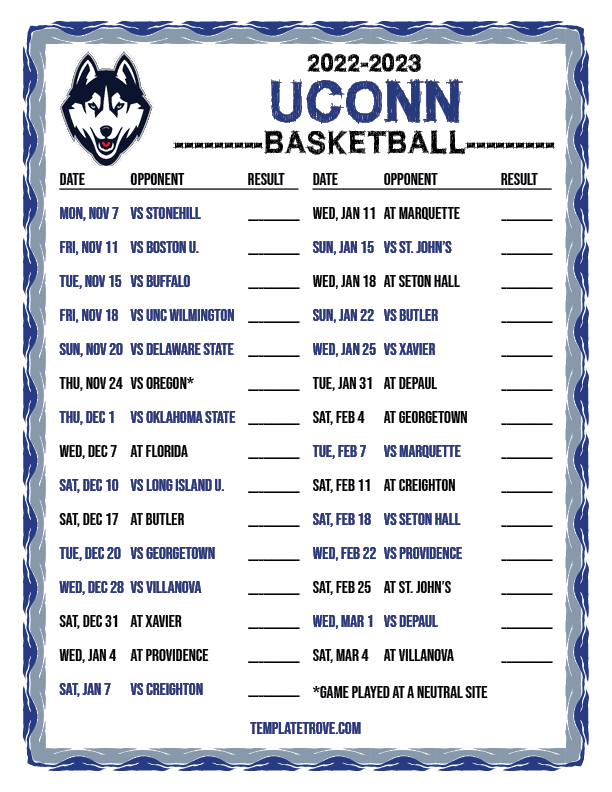 Uconn Womens Basketball Schedule 2024 24 Printable Tessa Fredelia