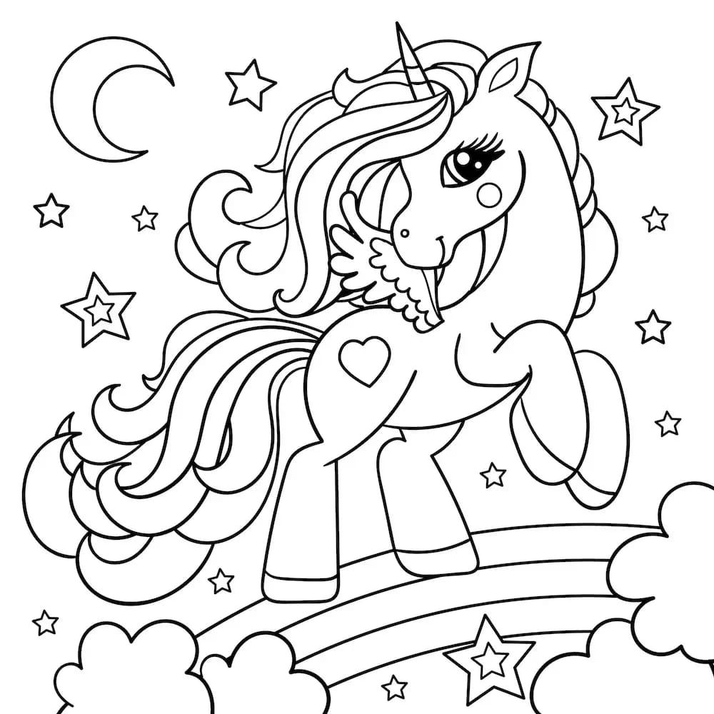 Unicorn Rainbow Coloring Pages