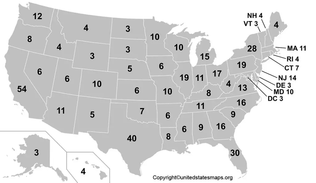 US Electoral Map US Electoral College Map Printable