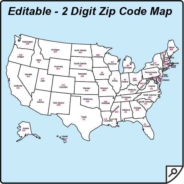 USA Zip Code And State Maps Editable Maps Of America