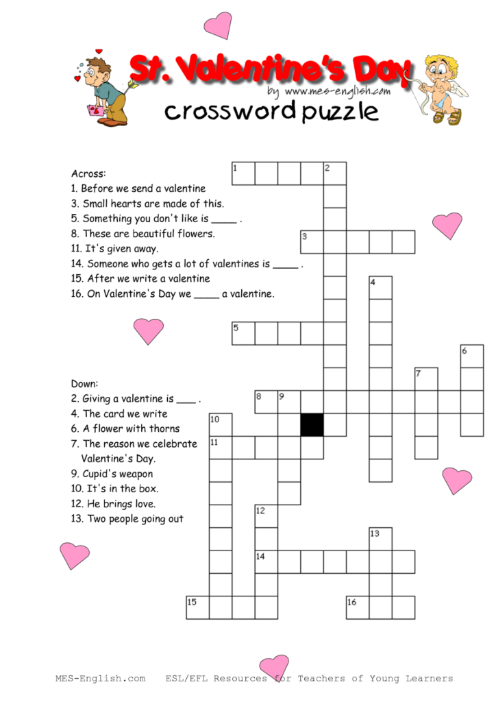 Valentines Day Crossword Puzzles