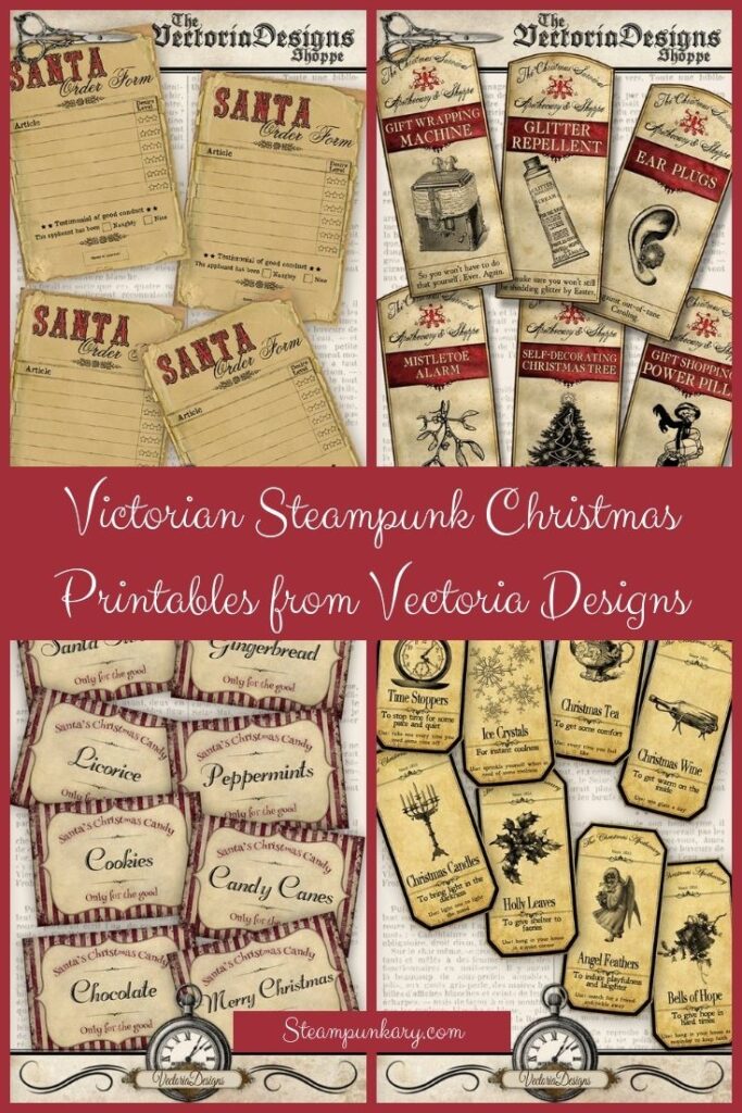 Victorian Steampunk Christmas Printables From Vectoria Designs 