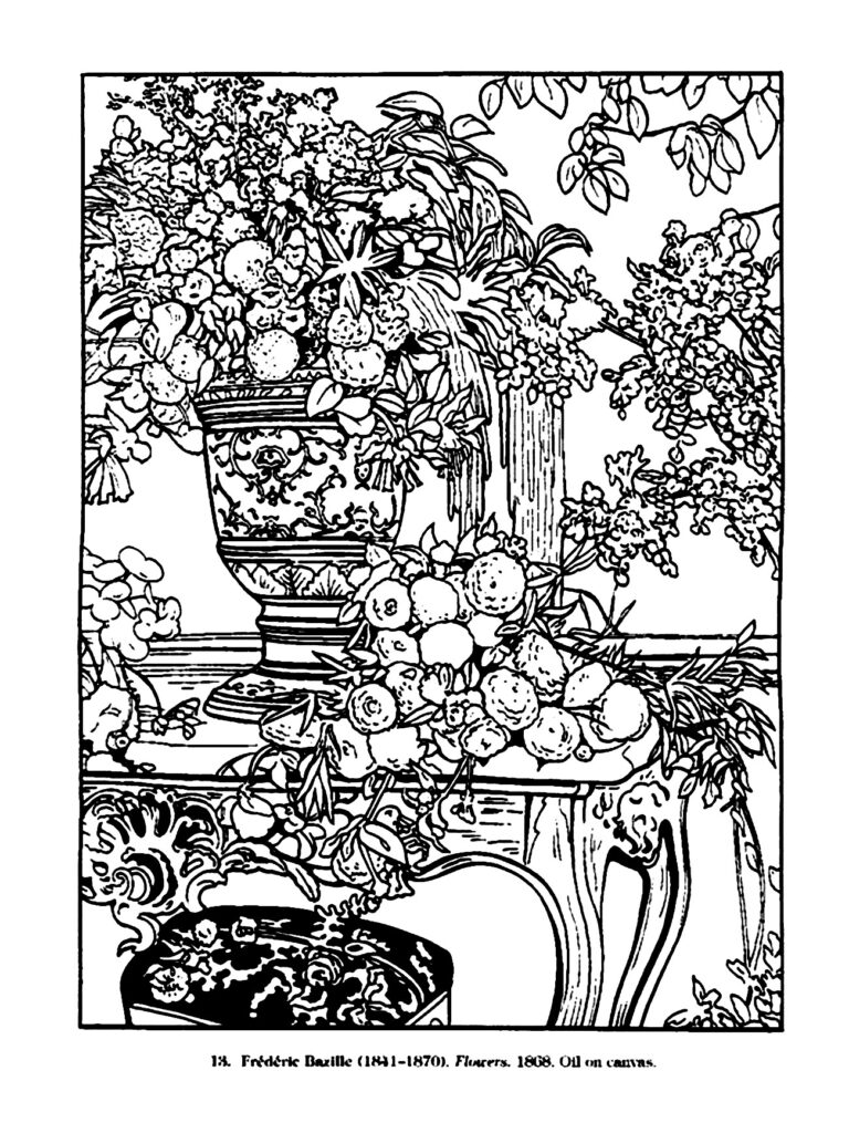 Vintage Drawing By Frederic Bazille 1868 Vintage Coloring Pages For